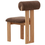 Safavieh Halloway Boucle And Wood Dining Chair Dark Brown / Natural SFV5099D