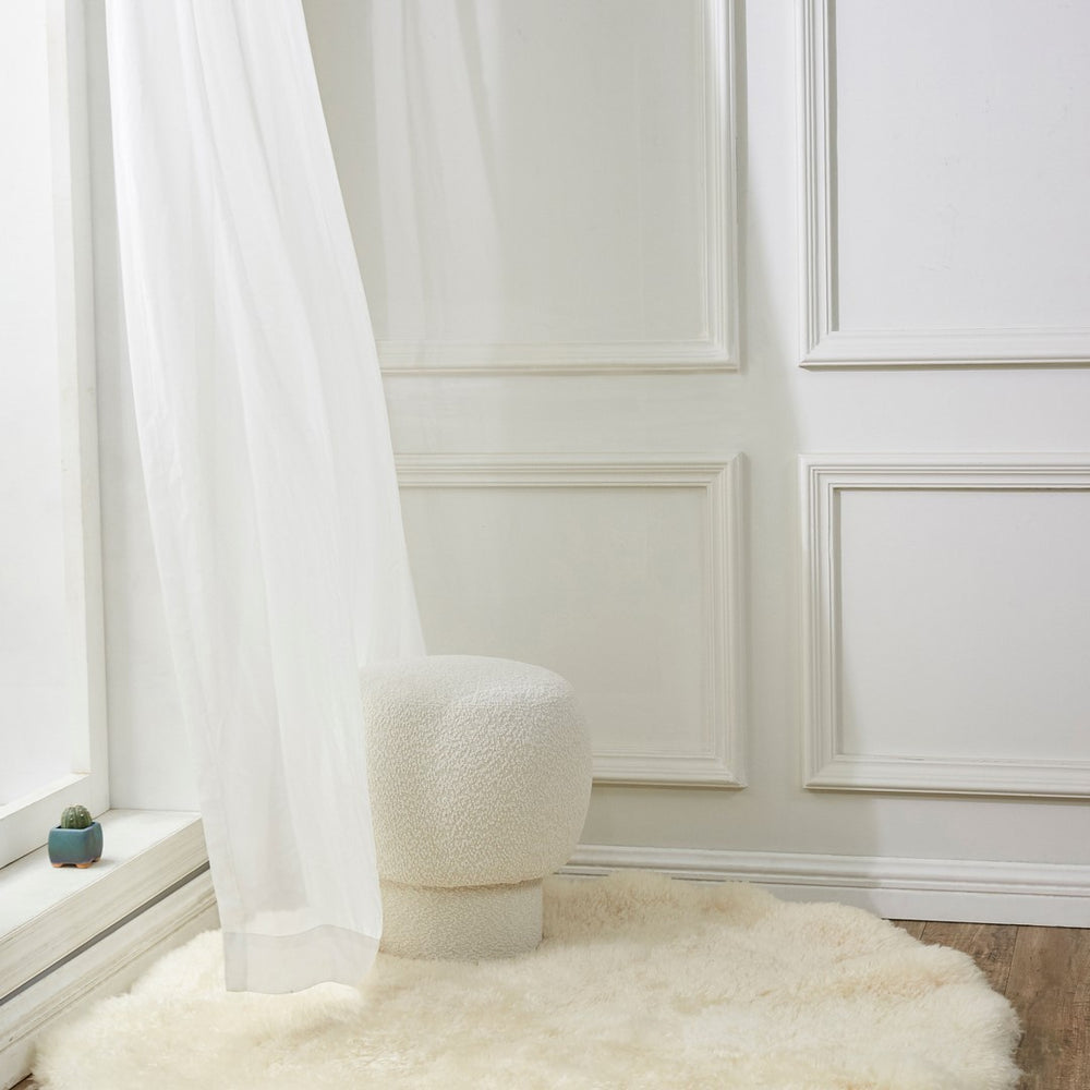 Safavieh Leboeff Round Ottoman Ivory Wood / Fabric / Foam SFV5101A