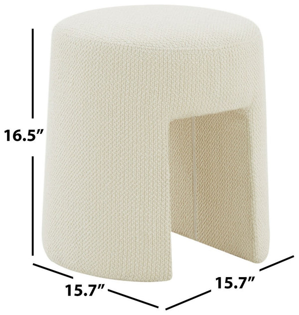 Safavieh Ginny Upholstered Ottoman Ivory Wood / Fabric / Foam SFV5102A