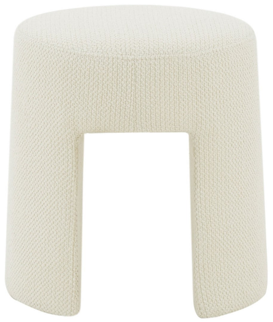 Safavieh Ginny Upholstered Ottoman Ivory Wood / Fabric / Foam SFV5102A