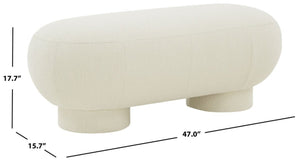 Safavieh Zaydie Upholstered Bench Ivory Wood / Fabric / Foam SFV5103A