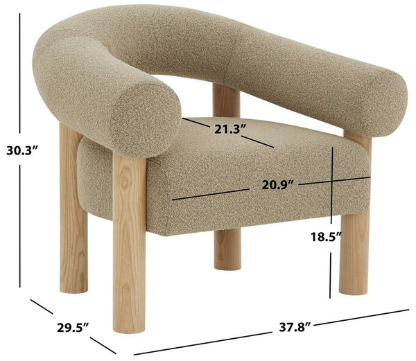 Safavieh Carleigh Boucle Accent Chair Brown / Natural Wood / Fabric / Foam  SFV5105B