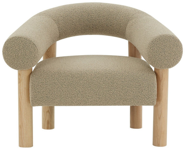 Safavieh Carleigh Boucle Accent Chair Brown / Natural Wood / Fabric / Foam  SFV5105B