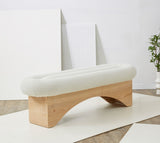 Safavieh Carsen Boucle And Wood Bench Ivory / Natural SFV5111B