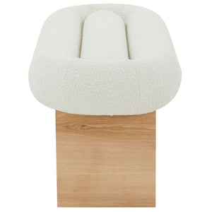 Safavieh Carsen Boucle And Wood Bench Ivory / Natural SFV5111B