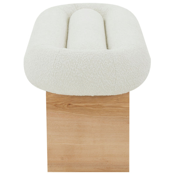Safavieh Carsen Boucle And Wood Bench Ivory / Natural SFV5111B