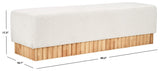 Safavieh Tylie Boucle & Wood Bench Ivory / Natural 60.2 IN W x 18.1 IN D x 17.3 IN H