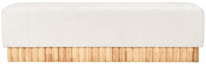Safavieh Tylie Boucle & Wood Bench Ivory / Natural 60.2 IN W x 18.1 IN D x 17.3 IN H