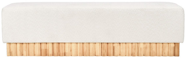 Safavieh Tylie Boucle & Wood Bench Ivory / Natural 60.2 IN W x 18.1 IN D x 17.3 IN H