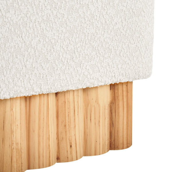 Safavieh Tylie Boucle & Wood Bench Ivory / Natural 60.2 IN W x 18.1 IN D x 17.3 IN H