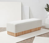 Safavieh Tylie Boucle & Wood Bench Ivory / Natural 60.2 IN W x 18.1 IN D x 17.3 IN H