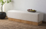 Safavieh Tylie Boucle & Wood Bench Ivory / Natural 60.2 IN W x 18.1 IN D x 17.3 IN H