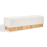Safavieh Tylie Boucle & Wood Bench Ivory / Natural 60.2 IN W x 18.1 IN D x 17.3 IN H