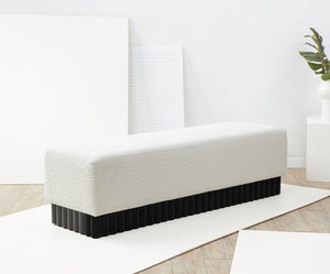Safavieh Tylie Boucle & Wood Bench Ivory / Black SFV5114B