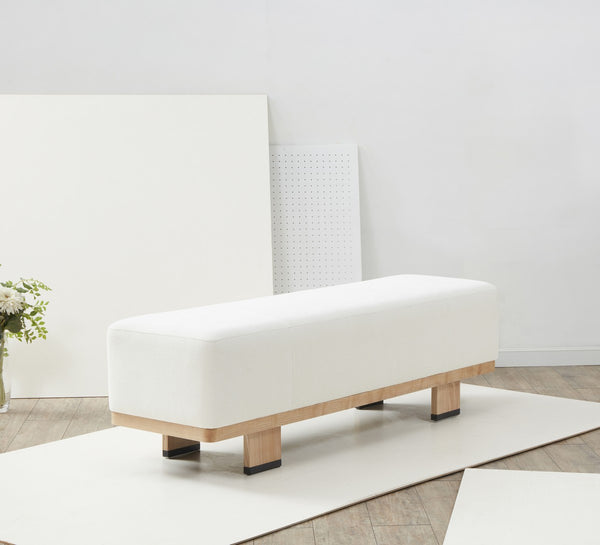 Safavieh Abrianna Wood Base Bench Ivory / Natural SFV5115A