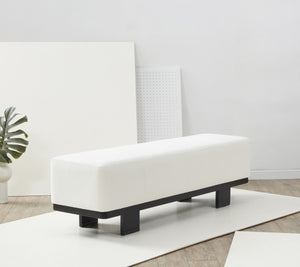 Safavieh Abrianna Wood Base Bench Ivory / Black SFV5115B