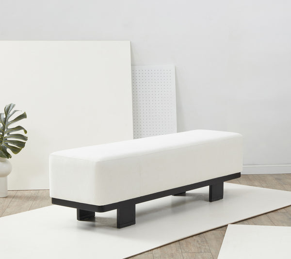 Safavieh Abrianna Wood Base Bench Ivory / Black SFV5115B