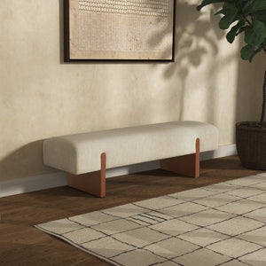 Safavieh KANDISS Linen Bench - Beige Upholstery & Brown Beech Legs for Stylish Comfort in Any Space SFV5117A