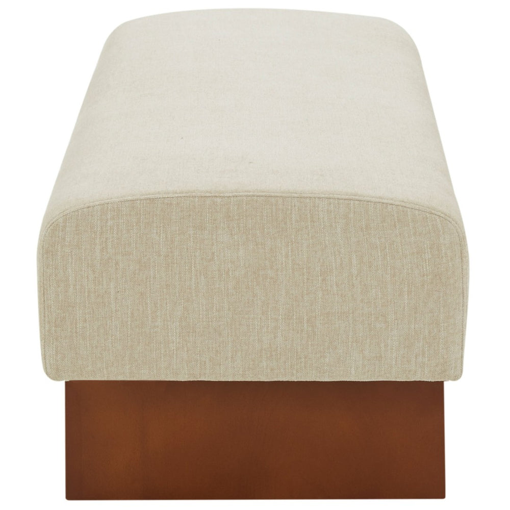 Safavieh KANDISS Linen Bench - Beige Upholstery & Brown Beech Legs for Stylish Comfort in Any Space SFV5117A