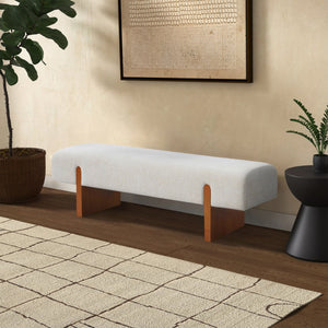 Kandiss Chenille Bench With Solid Wood Base, Plush High-Density Foam Seating For Entryway Decor