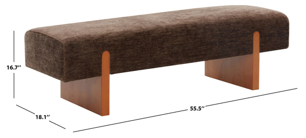 Kandiss Chenille Bench With Solid Wood Base, Plush High-Density Foam Seating For Entryway Decor