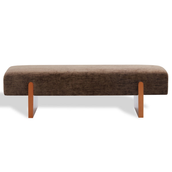 Kandiss Chenille Bench With Solid Wood Base, Plush High-Density Foam Seating For Entryway Decor