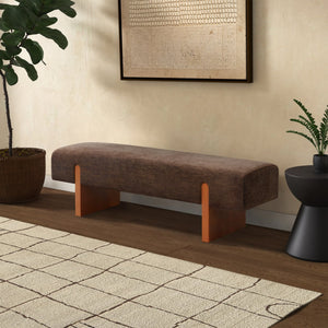 Kandiss Chenille Bench With Solid Wood Base, Plush High-Density Foam Seating For Entryway Decor