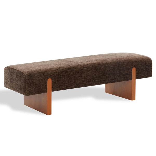 Kandiss Chenille Bench With Solid Wood Base, Plush High-Density Foam Seating For Entryway Decor