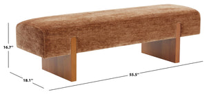 Kandiss Chenille Bench With Solid Wood Base, Plush High-Density Foam Seating For Entryway Decor