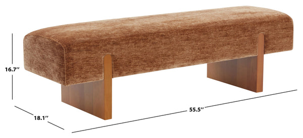 Kandiss Chenille Bench With Solid Wood Base, Plush High-Density Foam Seating For Entryway Decor