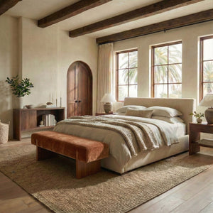 Kandiss Chenille Bench With Solid Wood Base, Plush High-Density Foam Seating For Entryway Decor