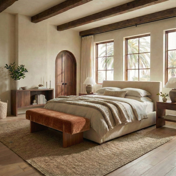 Kandiss Chenille Bench With Solid Wood Base, Plush High-Density Foam Seating For Entryway Decor