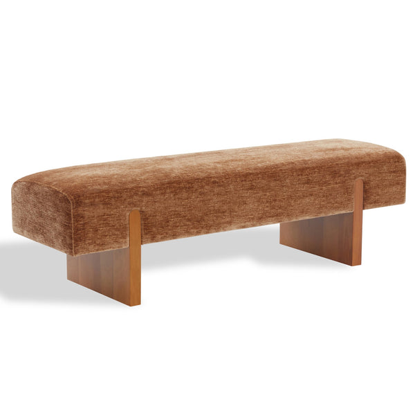 Kandiss Chenille Bench With Solid Wood Base, Plush High-Density Foam Seating For Entryway Decor