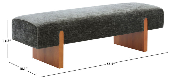 Kandiss Chenille Bench With Solid Wood Base, Plush High-Density Foam Seating For Entryway Decor