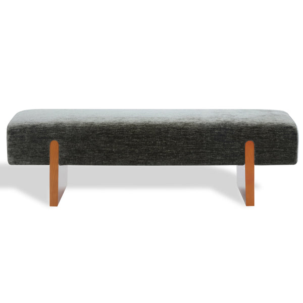 Kandiss Chenille Bench With Solid Wood Base, Plush High-Density Foam Seating For Entryway Decor