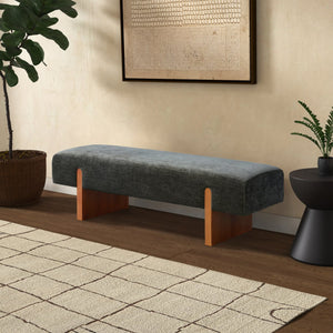 Kandiss Chenille Bench With Solid Wood Base, Plush High-Density Foam Seating For Entryway Decor