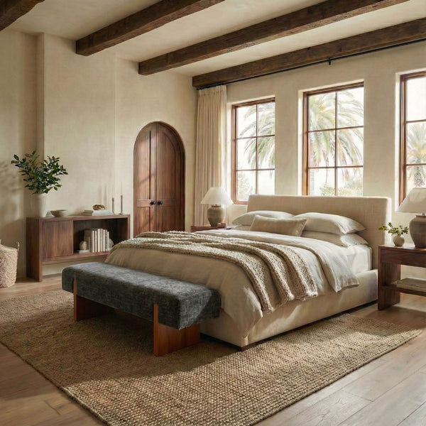 Kandiss Chenille Bench With Solid Wood Base, Plush High-Density Foam Seating For Entryway Decor