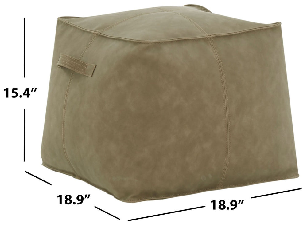 Safavieh PABLO Vegan Leather Pouf - Stylish, Versatile Seating & Footrest with Comfortable Cushioning Design Brown SFV5121B