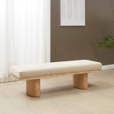 Safavieh Maribelle Linen And Wood Bench Beige / Natural SFV5126A