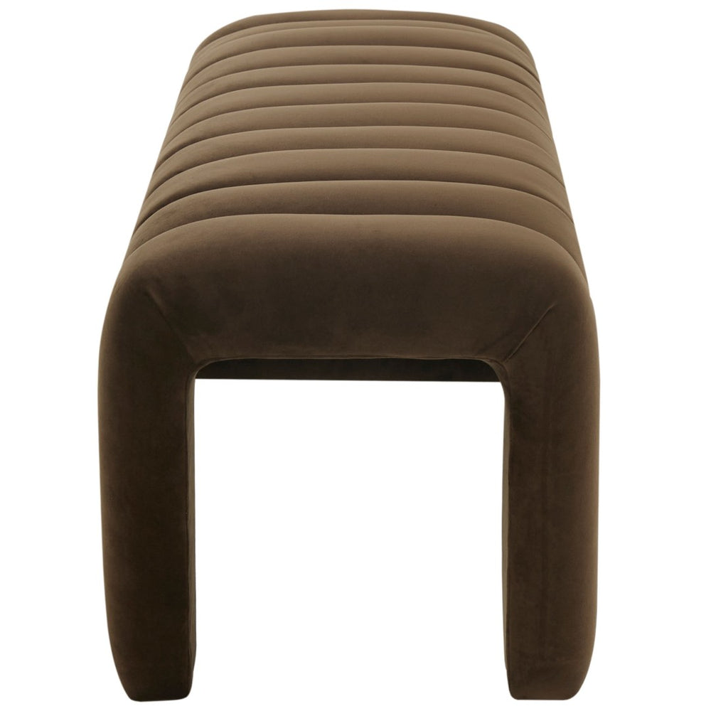 Safavieh BELLISIMA Channel Tufted Bench - Luxurious Dark Brown Velvet Accent for Entryway & Living Spaces SFV5127B