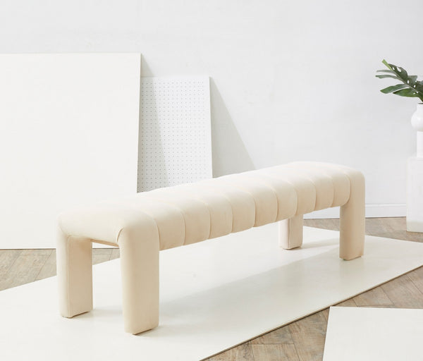 Safavieh Bellisima Channel Tufted Bench Cream SFV5127D
