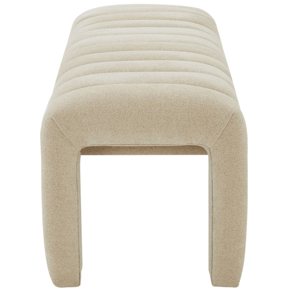 Safavieh BELLISIMA Channel-Tufted Bench – Luxurious Velvet Seating for Modern Living Rooms & Bedrooms Tan SFV5127F