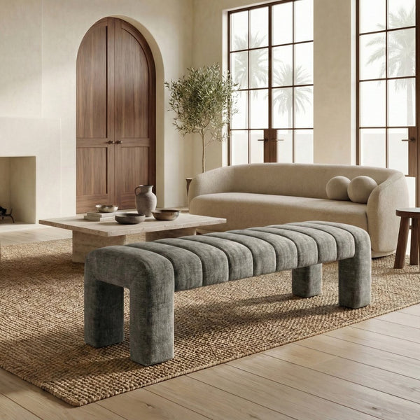 Bellisima Channel-Tufted Bench With Plush Foam Seat, Solid Wood Frame, Versatile Entryway Accent (63.2")