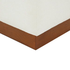 Safavieh NATALYA Square Ottoman - Plush Boucle Upholstery, Chic Wood Base, Versatile Accent for Any Space Ivory / Walnut SFV5128A
