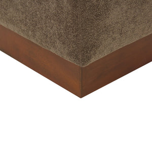 Safavieh NATALYA Square Ottoman - Plush Boucle Upholstery, Chic Wood Base, Versatile Accent for Any Space Dark Brown / Walnut SFV5128C