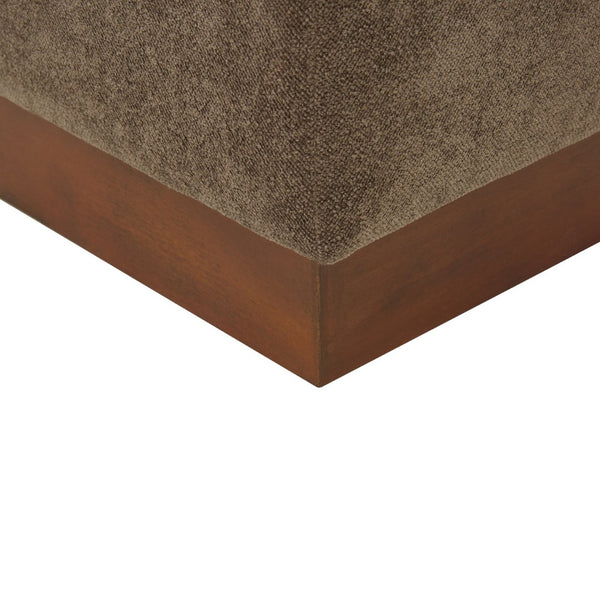 Safavieh NATALYA Square Ottoman - Plush Boucle Upholstery, Chic Wood Base, Versatile Accent for Any Space Dark Brown / Walnut SFV5128C