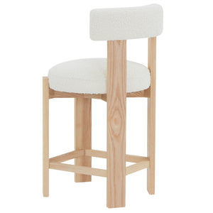 Safavieh Saralisa Boucle And Wood Counter Stool Ivory / Natural SFV5129A