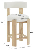 Safavieh Saralisa Boucle And Wood Counter Stool Ivory / Natural SFV5129A