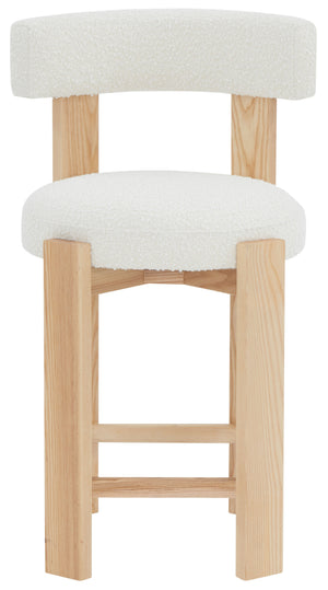 Safavieh Saralisa Boucle And Wood Counter Stool Ivory / Natural SFV5129A