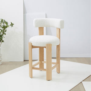 Safavieh Saralisa Boucle And Wood Counter Stool Ivory / Natural SFV5129A